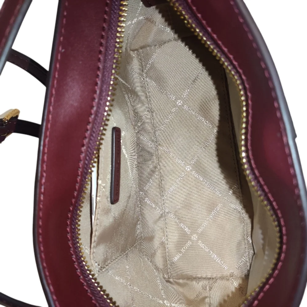 Michael Kors Jet Set Crossbody In Oxblood And Lighter Pink